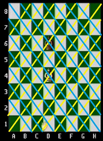 The diagonalss of the chessboard
